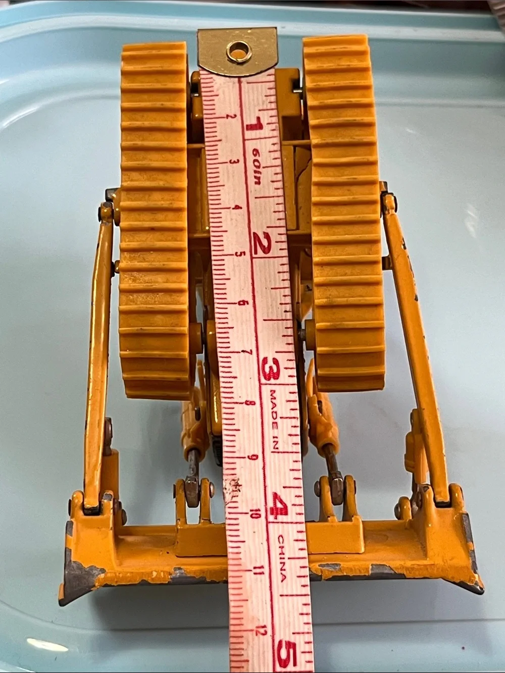 John Deere Yellow Metal Crawler Bulldozer Toy with Black Accents